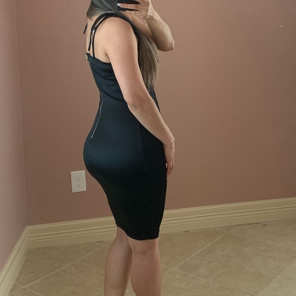 ADALEE Satin Bodycon Dress -black - Picture 3 of 4